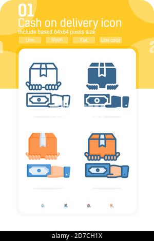icône argent sur livraison avec plusieurs styles isolés sur fond blanc. ICÔNE DE vecteur COD pour la conception Web, l'interface utilisateur, l'interface utilisateur, les applications cellulaires et les applications mobiles Illustration de Vecteur