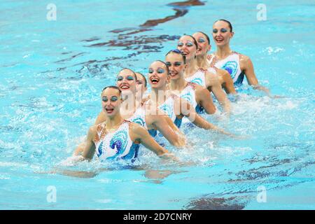 Pékin, Chine. 23 août 2008. Russie groupe d'équipe (RUS) natation synchronisée : Equipes Free routine final au Centre National de la natation pendant les Jeux Olympiques de Beijing 2008 à Beijing, Chine . Credit: Koji Aoki/AFLO SPORT/Alay Live News Banque D'Images