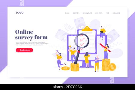 Formulaire d'enquête en ligne ou demande d'examen sur l'écran du moniteur. Illustration de Vecteur