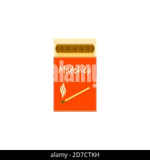 Boîte de allumettes en bois sur fond blanc. Illustration de Vecteur