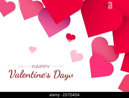 Arrière-plan de la Saint-Valentin avec coeurs rouges. Jolie bannière ou carte de vœux. Placer pour le texte. Bonne Saint Valentin. Illustration vectorielle. Illustration de Vecteur