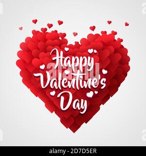 Arrière-plan de la Saint-Valentin avec cœur 3d rouge. Jolie bannière ou carte de vœux. Placer pour le texte. Bonne Saint Valentin. Illustration vectorielle. Illustration de Vecteur