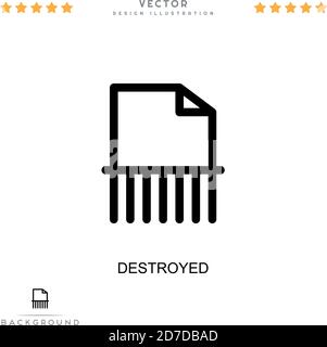 Icône détruite. Élément simple de la collecte des perturbations numériques. Icône de ligne détruite pour les modèles, les infographies et plus encore Illustration de Vecteur