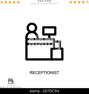 Icône réceptionniste. Élément simple de la collecte des perturbations numériques. Icône Line Receptionist pour modèles, infographies et plus encore Illustration de Vecteur