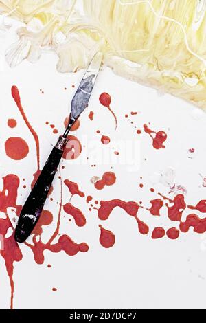 peinture acrylique fluide abstraite couleur pastel sur toile Banque D'Images