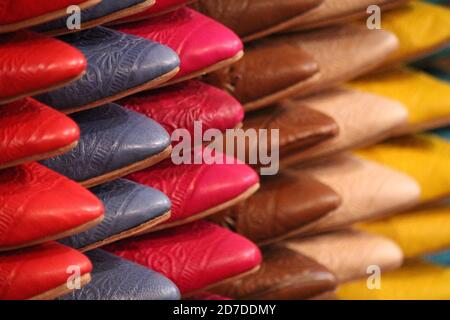 Chaussures en cuir au Maroc Banque D'Images