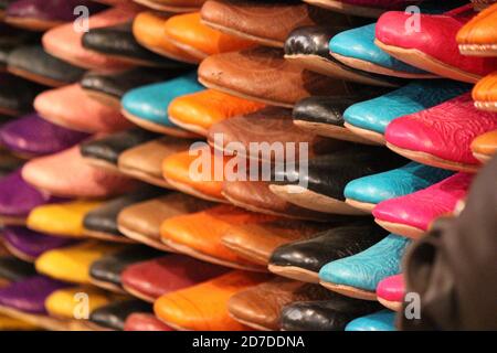 Chaussures en cuir au Maroc Banque D'Images