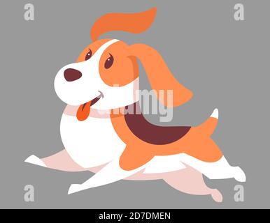 Chien de course à pied Beagle. Adorable animal de compagnie de style dessin animé. Illustration de Vecteur