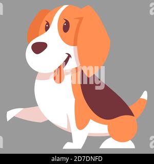 Beagle chien donnant la patte. Adorable animal de compagnie de style dessin animé. Illustration de Vecteur