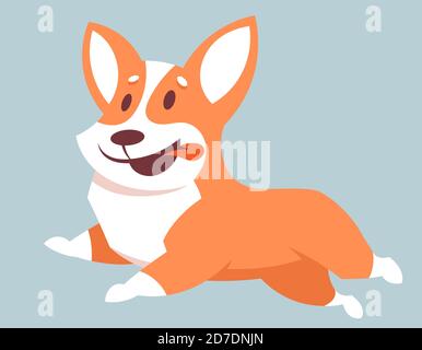 Chien de course à pied Corgi. Adorable animal de compagnie de style dessin animé. Illustration de Vecteur