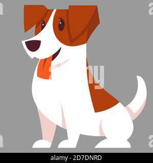 Chien assis Jack Russell Terrier. Animaux de compagnie mignons de style dessin animé. Illustration de Vecteur