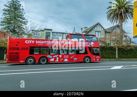 AUCKLAND, NOUVELLE-ZÉLANDE - 14 septembre 2019 : Auckland / Nouvelle-Zélande - 14 2019 septembre : visites guidées en bus à Parnell Banque D'Images