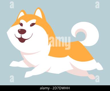 Chien courant Akita Inu. Adorable animal de compagnie de style dessin animé. Illustration de Vecteur