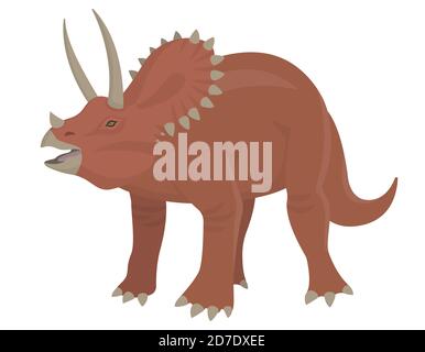 Tricératops de style dessin animé. Dinosaure herbivore isolé sur fond blanc. Illustration de Vecteur