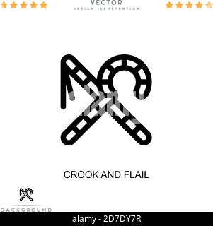 Icône de crook et de fléau. Élément simple de la collecte des perturbations numériques. Line Crook et Flail Icon pour les modèles, infographies et plus encore Illustration de Vecteur