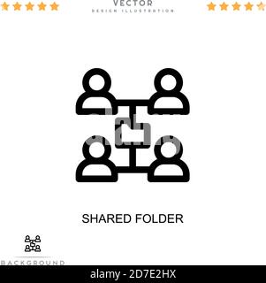 Icône de dossier partagé. Élément simple de la collecte des perturbations numériques. Icône de dossier partagé de ligne pour les modèles, les infographies et plus encore Illustration de Vecteur