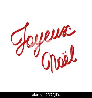 Joyeux Noel expression signification Joyeux Noël en français, dessiné à la main Vector EPS 10 simple lettrage isolé pour carte de voeux, cartes postales, affiche, bannière Illustration de Vecteur