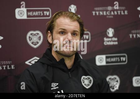 Centre sportif Oriam Riccarton, Édimbourg. Écosse Royaume-Uni. 22 octobre 20 Conférence de presse de Robbie Neilson, gestionnaire de coeurs, avant le match de championnat à Arbroath. Crédit : eric mccowat/Alay Live News Banque D'Images