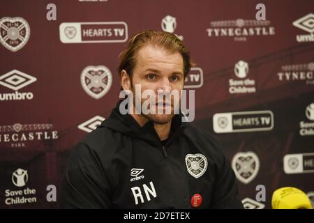 Centre sportif Oriam Riccarton, Édimbourg. Écosse Royaume-Uni. 22 octobre 20 Conférence de presse de Robbie Neilson, gestionnaire de coeurs, avant le match de championnat à Arbroath. Crédit : eric mccowat/Alay Live News Banque D'Images