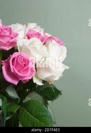 Roses posy sur fond vert, gros plan Banque D'Images