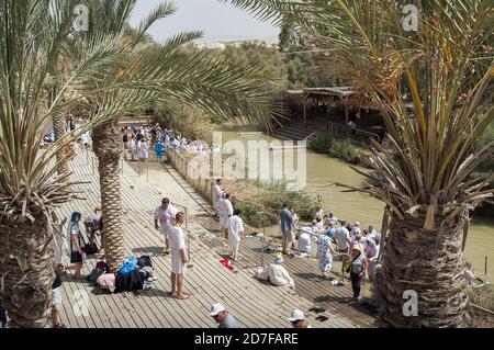 Qasr al-Yahud; Israël, Izrael, ישראל; Jordanie, le lieu où Jésus a été baptisé. Der Jordan, der Ort, un dem que Jésus gegauft wurde. Rzeka Jordanie Banque D'Images