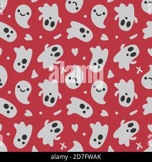 Arrière-plan de Halloween. Motif sans couture de dessins animés avec des visages différents. Illustration de Vecteur