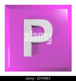 Bouton-poussoir carré rose avec la lettre alphabétique P - Illustration du rendu 3D Banque D'Images