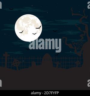 Nuit sombre avec maison d'horreur - illustration vectorielle Illustration de Vecteur