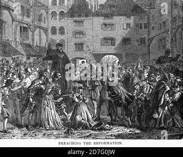 Prêcher la réforme, Illustration, Histoire du monde de Ridpath, Volume III, par John Clark Ridpath, LL. D., Merrill & Baker Publishers, New York, 1897 Banque D'Images