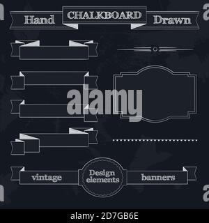 Bannières, rubans et cadres de style tableau noir Illustration de Vecteur
