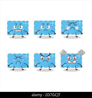 Bleu enveloppes personnage de dessin animé avec diverses expressions de colère Illustration de Vecteur