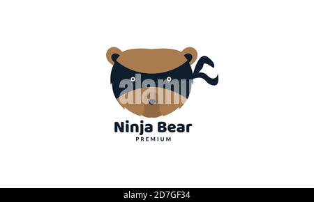 la tête de l'ours est mignon comme motif vectoriel du logo ninja Illustration de Vecteur