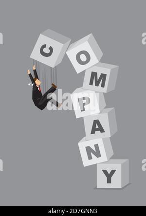 La pile de blocs de lettres de l'alphabet formant le mot Société se réduit vers le bas. Illustration de vecteur de dessin animé créatif pour le concept d'entreprise sur la métaphore pour l'entreprise Illustration de Vecteur