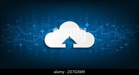 Interface Cloud qui affiche le téléchargement de données sur Internet. Illustration de Vecteur