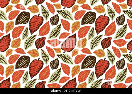 Motif fleuri vectoriel sans coutures. Arrière-plan d'automne avec des feuilles colorées. Illustration de Vecteur