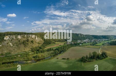 Réserve naturelle Arnsberger Leite / Altmuehltal photo aérienne, Allemagne, Bavière, Oberbayern, haute-Bavière, NSG Arnsberger Leite/Altmuehltal Banque D'Images