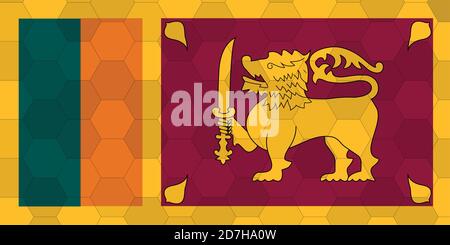 Illustration du drapeau Sri Lanka de taille réelle. Le symbole futuriste du drapeau sri-lankais est un symbole de l'innovation. Illustration de Vecteur