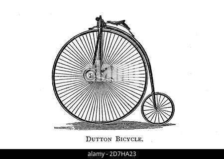 Dutton Bicycle un vélo à roue haute avec un mécanisme d'engrenage sur la roue avant de roues et Wheeling; un manuel indispensable pour les cyclistes, avec Banque D'Images