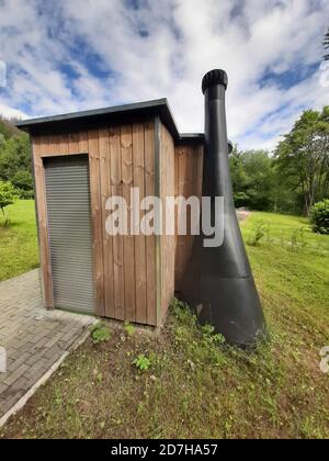 toilette accessible aux handicapés avec compost, Allemagne Banque D'Images