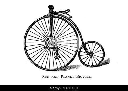 Vélo à roues hautes Sun and Planet de Wheeling, un manuel indispensable pour les cyclistes, avec plus de deux cents illustrations de porter, LUT Banque D'Images