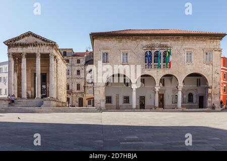 Place du Forum, Pula, Croatie Banque D'Images