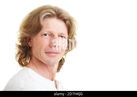 Portrait d'un homme âgé aux cheveux gris bouclés Banque D'Images