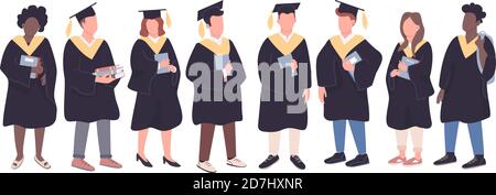 Ensemble de personnages sans visage à vecteur de couleur plat pour les diplômés de l'université Illustration de Vecteur