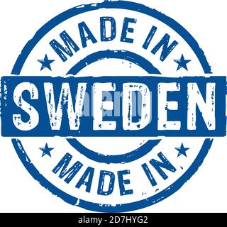 Fabriqué en Suède grunge cachet icône vecteur. Usine, fabrication et concept de pays de production. Illustration de Vecteur