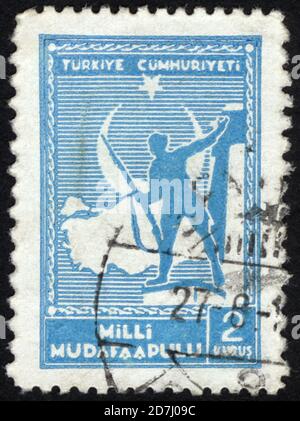 République de Turquie. Timbre-poste de la République de Turquie. Timbre historique de la République de Turquie. Un timbre-poste imprimé en République de Turquie. Banque D'Images