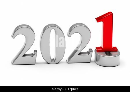 Concept vacances nouvel an 2021. Le nombre 2021 est à 0. rendu 3d Banque D'Images