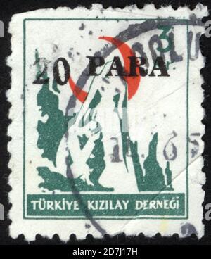 République de Turquie. Timbre-poste de la République de Turquie. Timbre historique de la République de Turquie. Un timbre-poste imprimé en République de Turquie. Banque D'Images