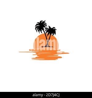 Magnifique logo Sunset. Illustration de Vecteur