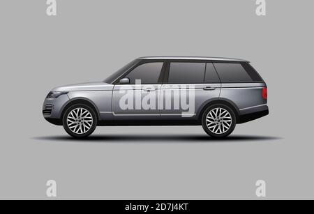 Illustration réaliste du vecteur de vue latérale d'une voiture SUV Illustration de Vecteur