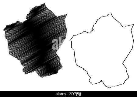 Ville de Djelfa (République algérienne démocratique et populaire, province de Djelfa) carte illustration vectorielle, croquis de scribble carte de la ville de Djelfa Illustration de Vecteur